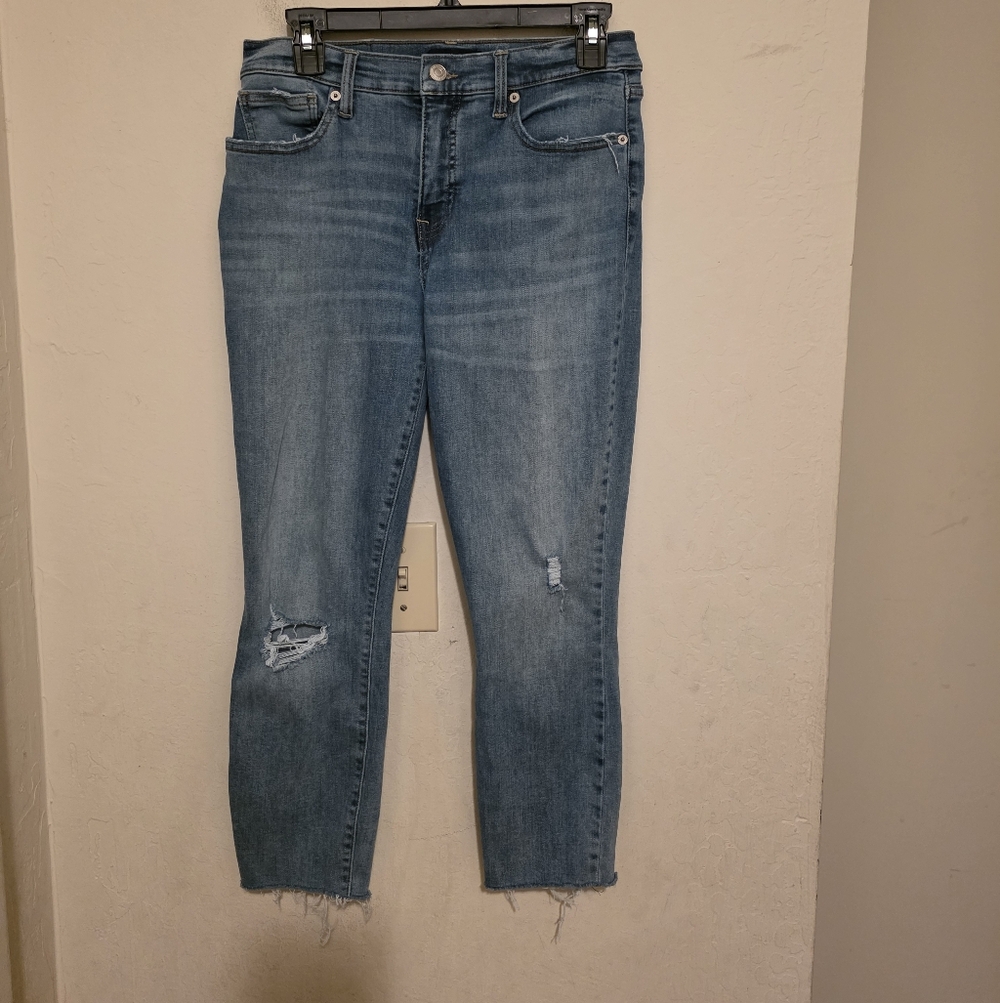 Lucky Brand MID RISE SUPER SKINNY AVA Light Blue Cropped Jeans size 10/30 A - Picture 1 of 10